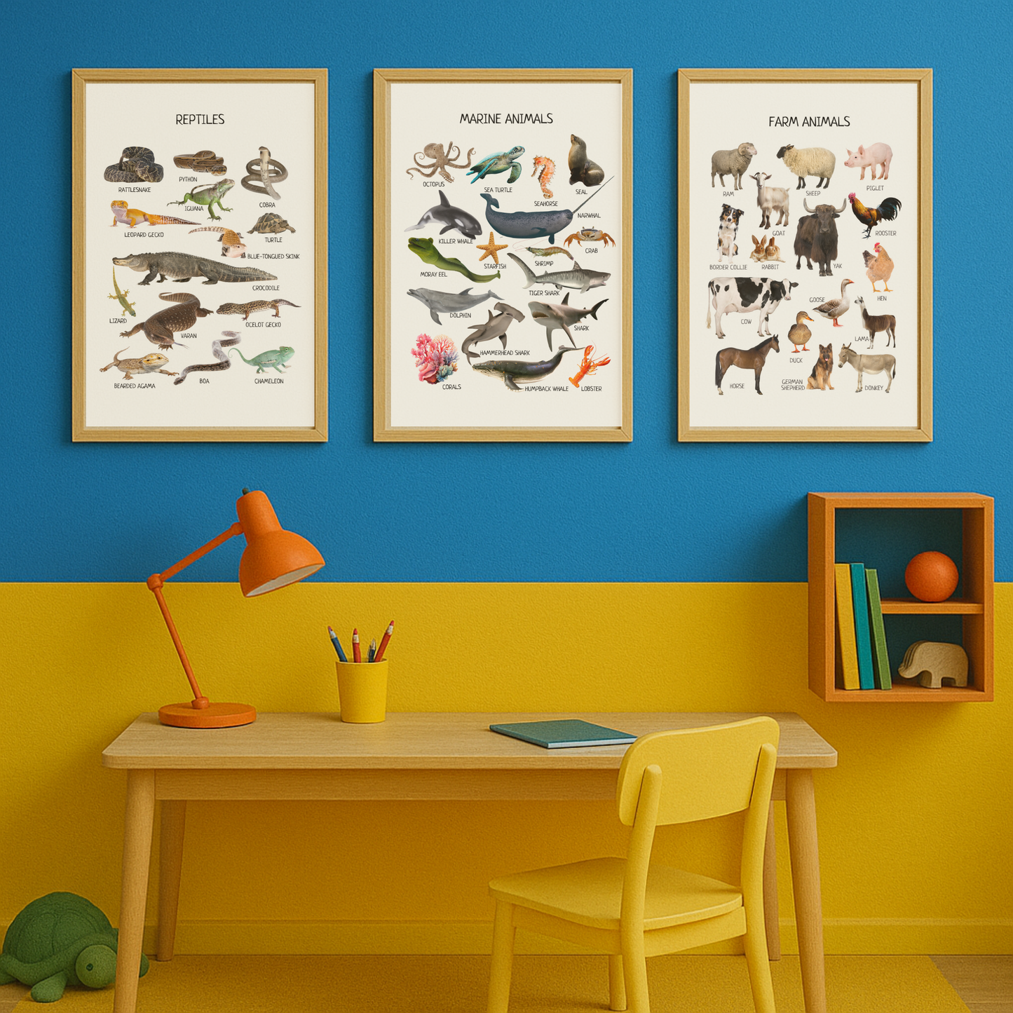 Farm Animals Educational Poster for Kids – Nursery Print