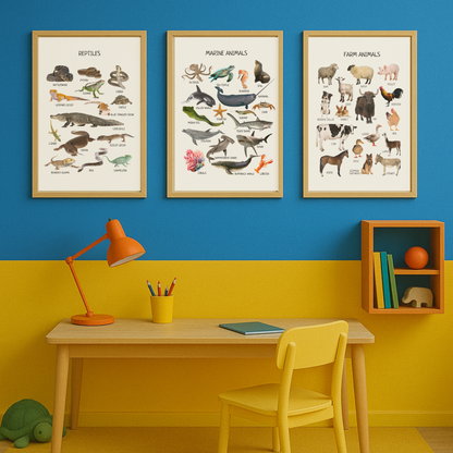 Farm Animals Educational Poster for Kids – Nursery Print