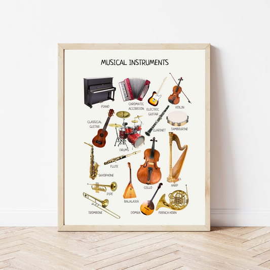 Musical Instruments Poster, Educational Poster, Montessori Wall Art, Musical Print, Classroom Decor, Nursery Room Decor, FRAME NOT INCLUDED