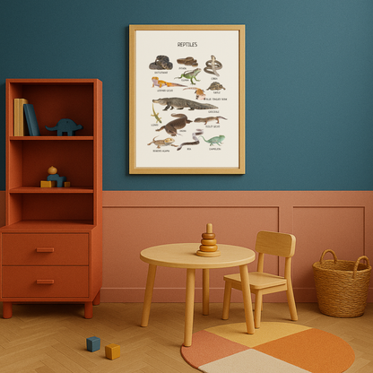 Reptiles Amphibians Montessori Educational Poster, Animal Poster, Toddler Room Decor, Montessori Learning Printables, Digital Download