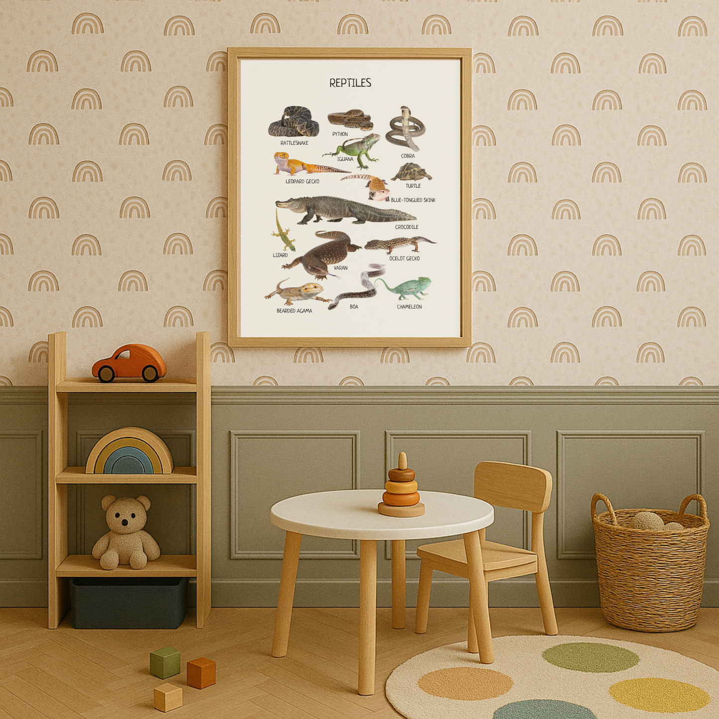 Reptiles Amphibians Montessori Educational Poster, Animal Poster, Toddler Room Decor, Montessori Learning Printables, Digital Download