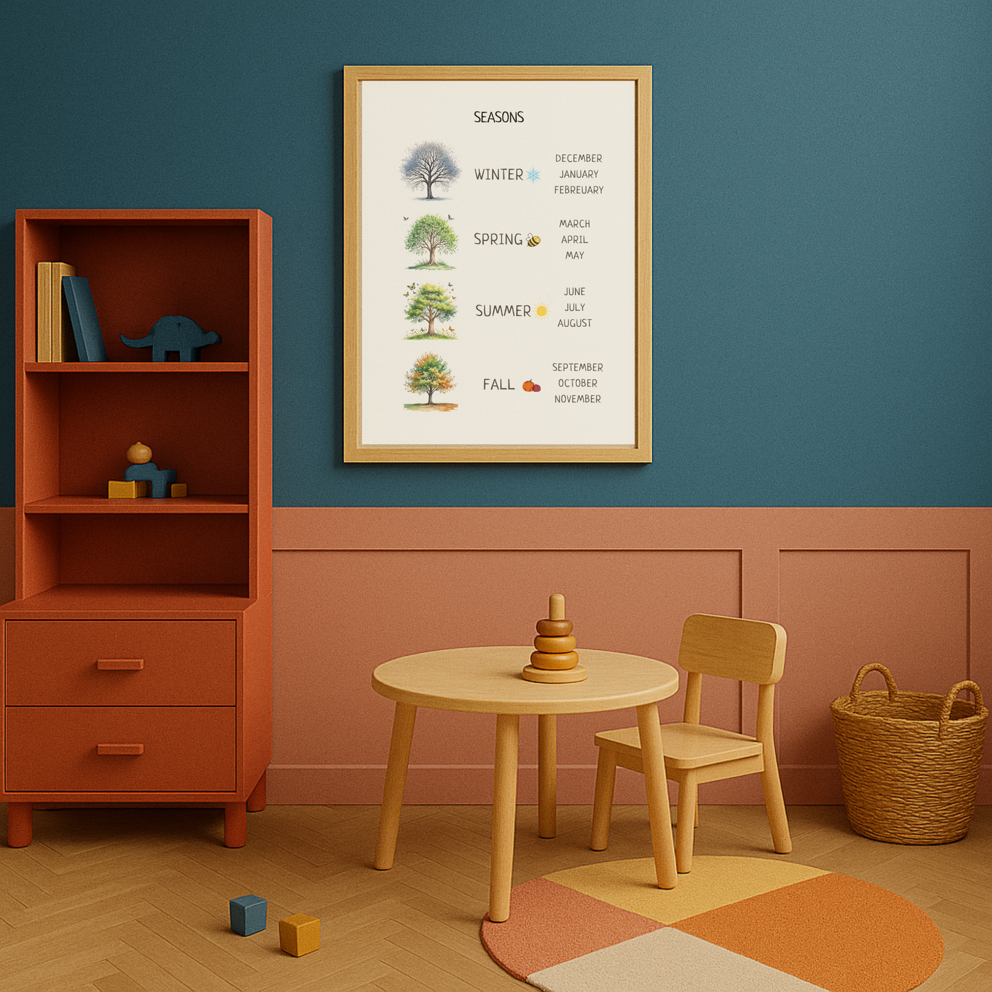 Seasons Poster – Educational Weather & Nature Wall Art Print