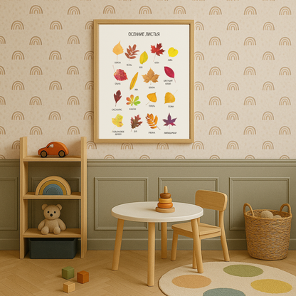 Fall Leaves Educational Poster in Russian | Learning Printable Poster | Digital Download