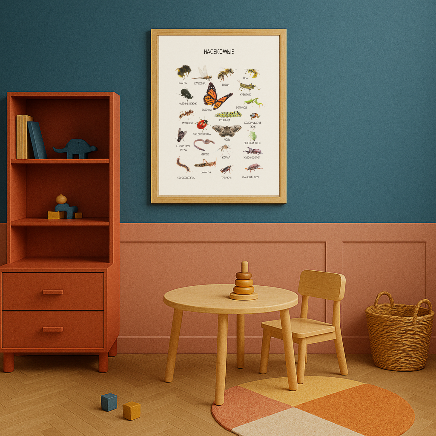 Обучающий плакат "Насекомые" | Russian Insect Educational Poster, Printable Poster, Kids Room Decor, Various Sizes Available for Download