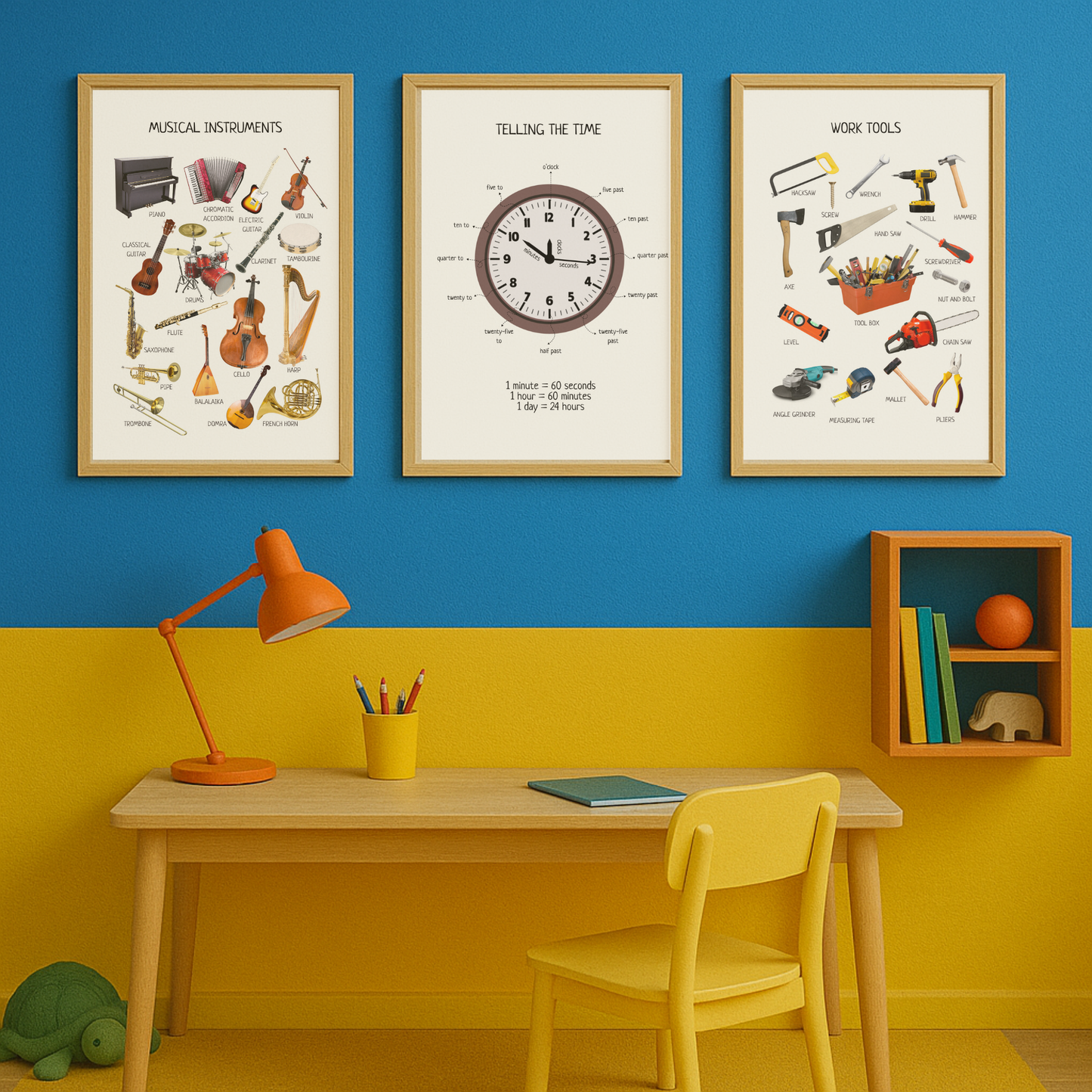Telling The Time Poster, Time Educational Printables, Neutral Playroom Decor, Kids Educational Poster, Digital Download