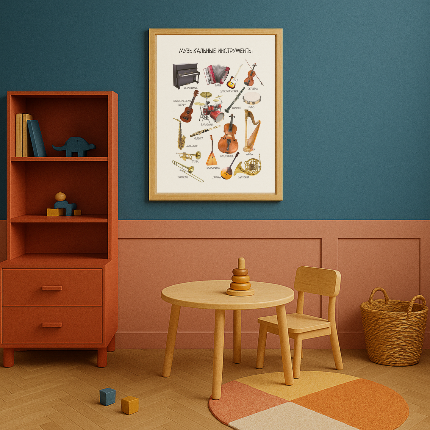 Musical Instruments Poster - Educational Russian Wall Decor