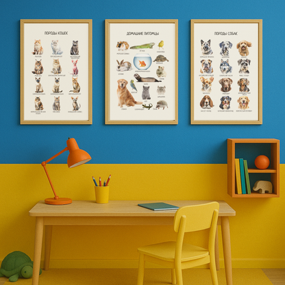 Обучающий плакат "Породы кошек" | Russian Cat Breeds Educational Posters, Printable Posters, Nursery Room Decor,  Various Sizes Available for Download