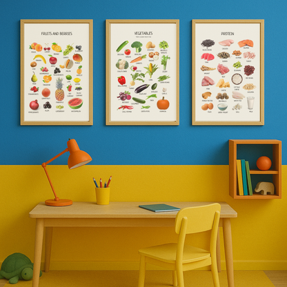 Fruits and Berries Poster – Educational Wall Art for Kids