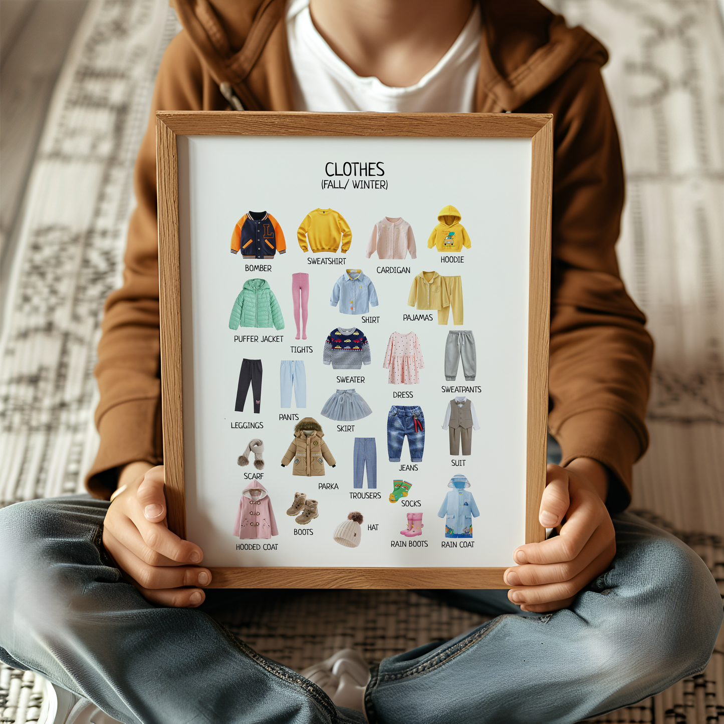 Winter Clothes Poster – Educational Learning Wall Decor Poster