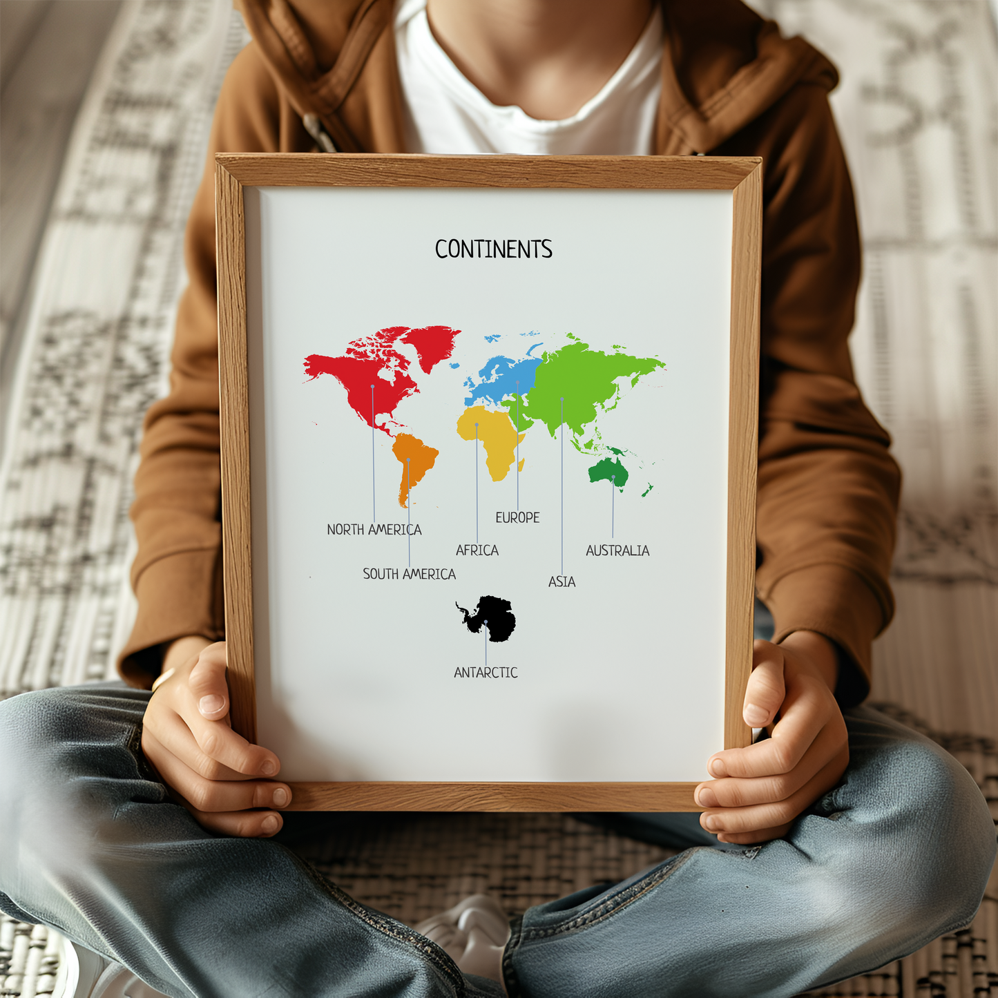 Continents of the World, Montessori Print, Continents Poster, Geography Poster, Classroom Decor, Nursery Decor, FRAME NOT INCLUDED