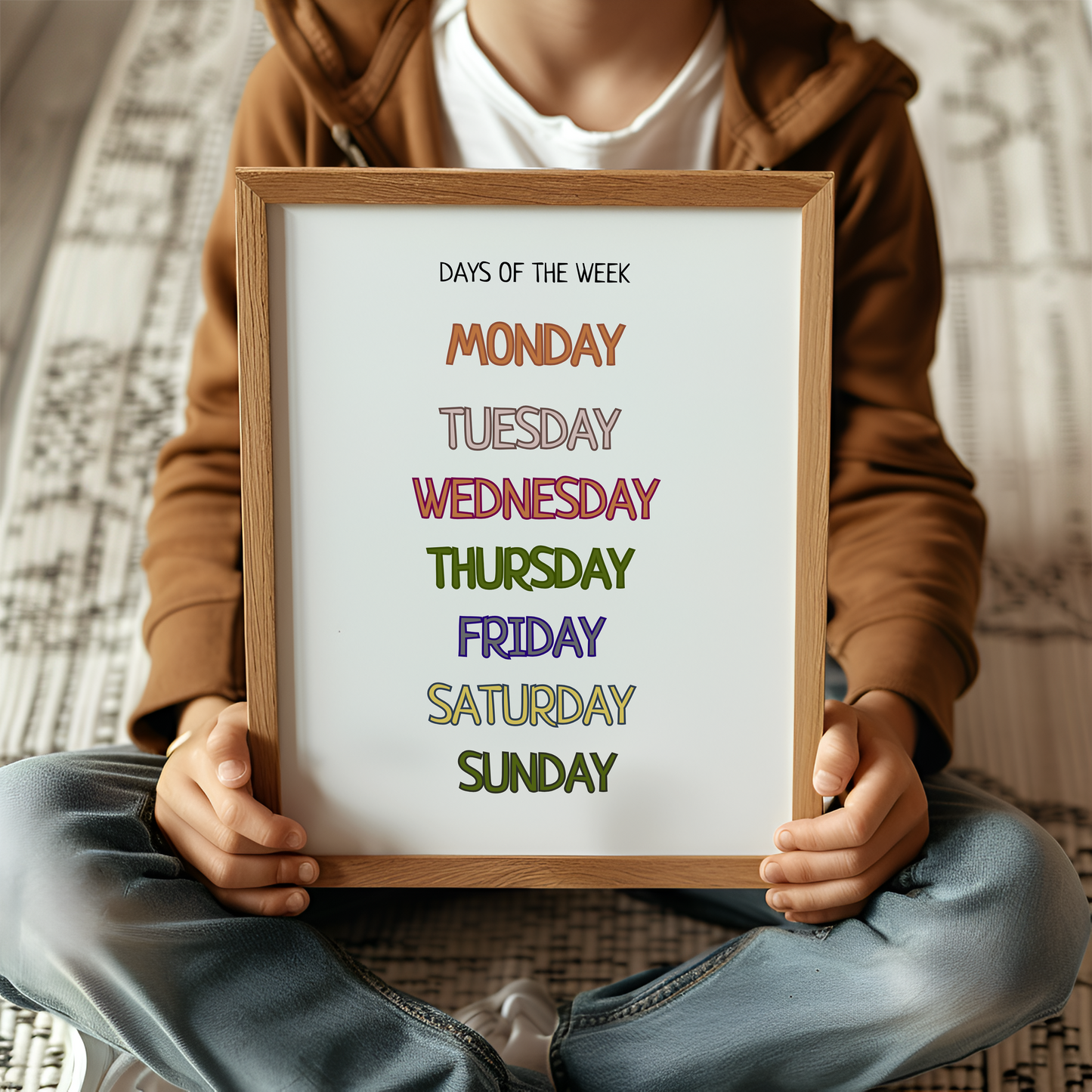 Days of The Week Educational Poster, Montessori Wall Art, Printable Poster, Classroom Decor, Nursery Room Decor, FRAME NOT INCLUDED