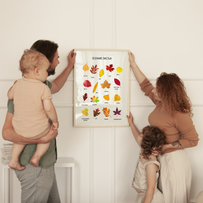 Fall Leaves Poster - Educational Russian Wall Decor Poster