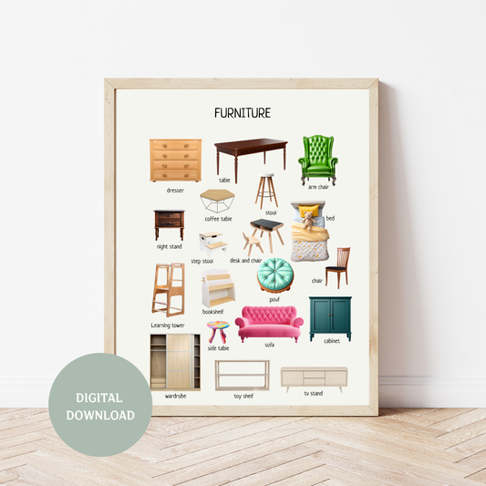 Furniture Poster – Educational Learning Printable Wall Decor