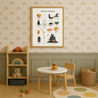 Halloween Poster in Russian | Toddler Printable Wall Art | Halloween Classroom Decor | Preschool & Toddler Downloadable Prints