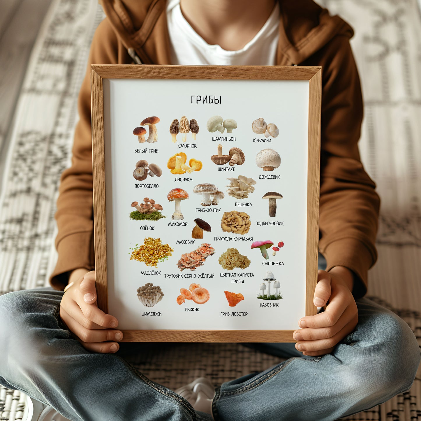 Mushroom Poster - Educational Russian Wall Decor Homeschool Poster
