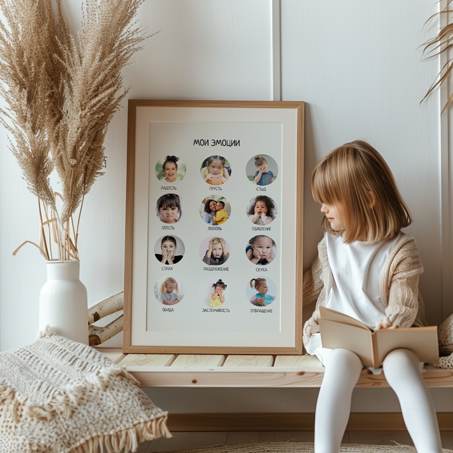 Постер "Мои Эмоции"| Educational Poster "My Emotions" (Actual Print) in Russian. Home & Classroom Decor, *Frame not included