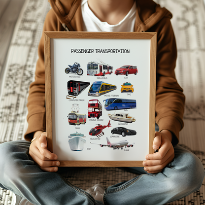 Passenger Transport Poster, Educational Wall Art, Public Transport, Montessori Material, Classroom Decor, Nursery Decor, FRAME NOT INCLUDED