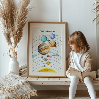 Solar System Poster, Planets Wall Art, Planets of the Solar System, Montessori Material, Classroom Decor, Nursery Decor, FRAME NOT INCLUDED