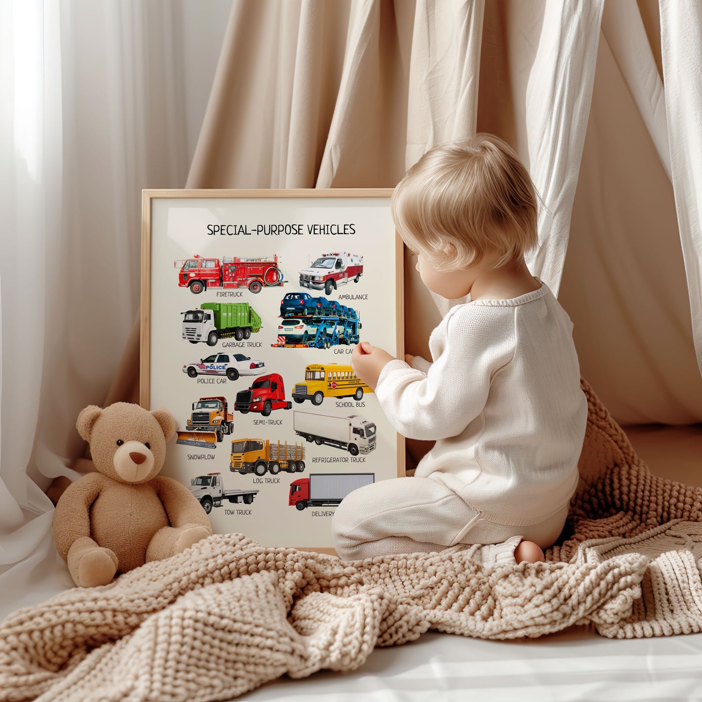 Special Transport Poster, Kids Vehicles Wall Art, Vehicles Print, Montessori Material, Classroom Decor, Nursery Decor, FRAME NOT INCLUDED