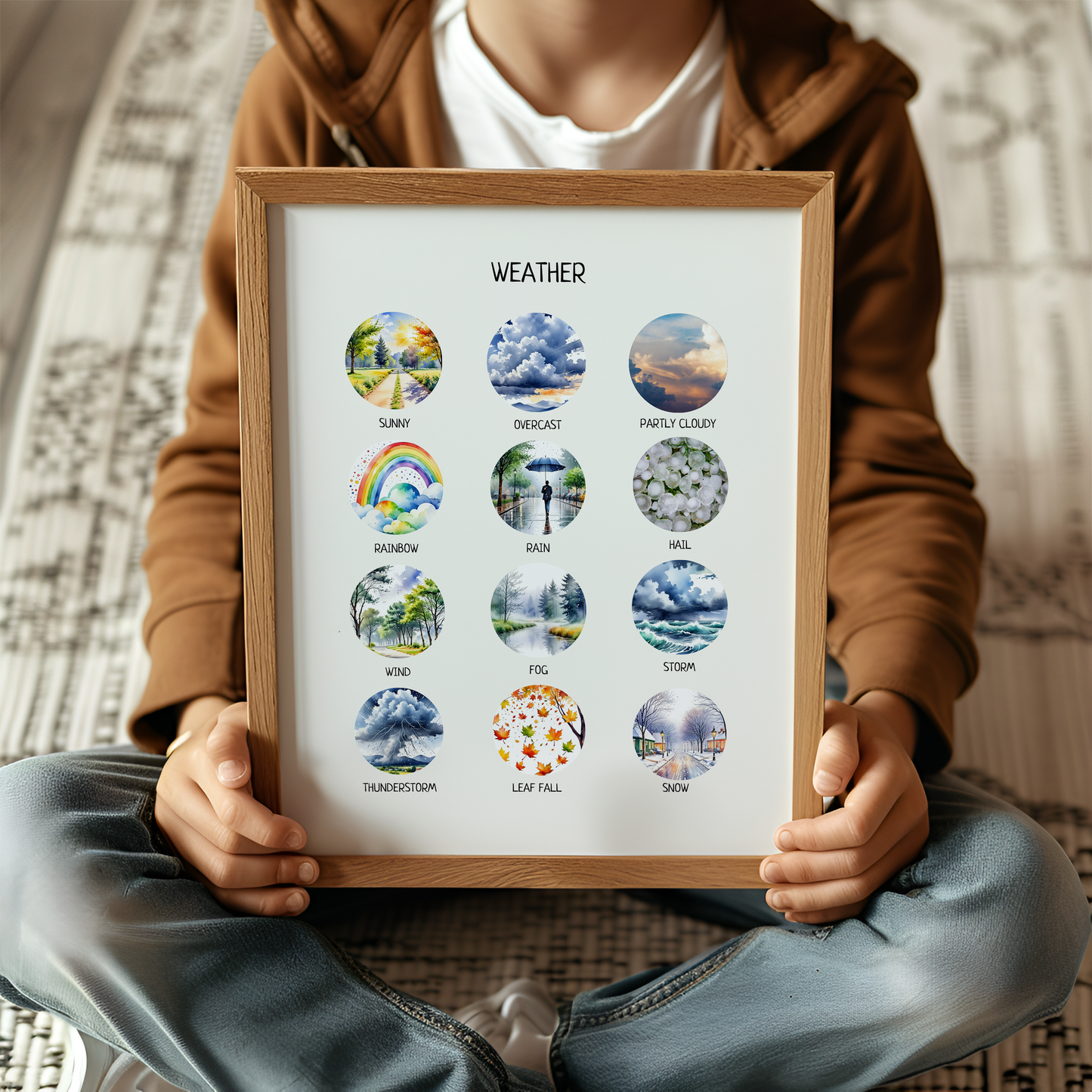 Weather Print, Kid's Weather Poster, Kid's Wall Decor, Educational Print, Classroom Decor, Nursery Room Decor, FRAME NOT INCLUDED