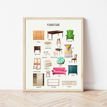 Furniture Poster – Educational Learning Wall Art Print