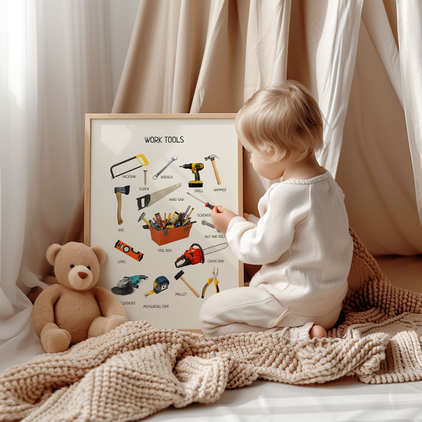 Work Tools Poster – Educational Wall Art for Kids