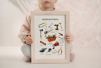 Work Tools Educational Poster in Russian | Homeschool Learning Poster, Kids Room Decor