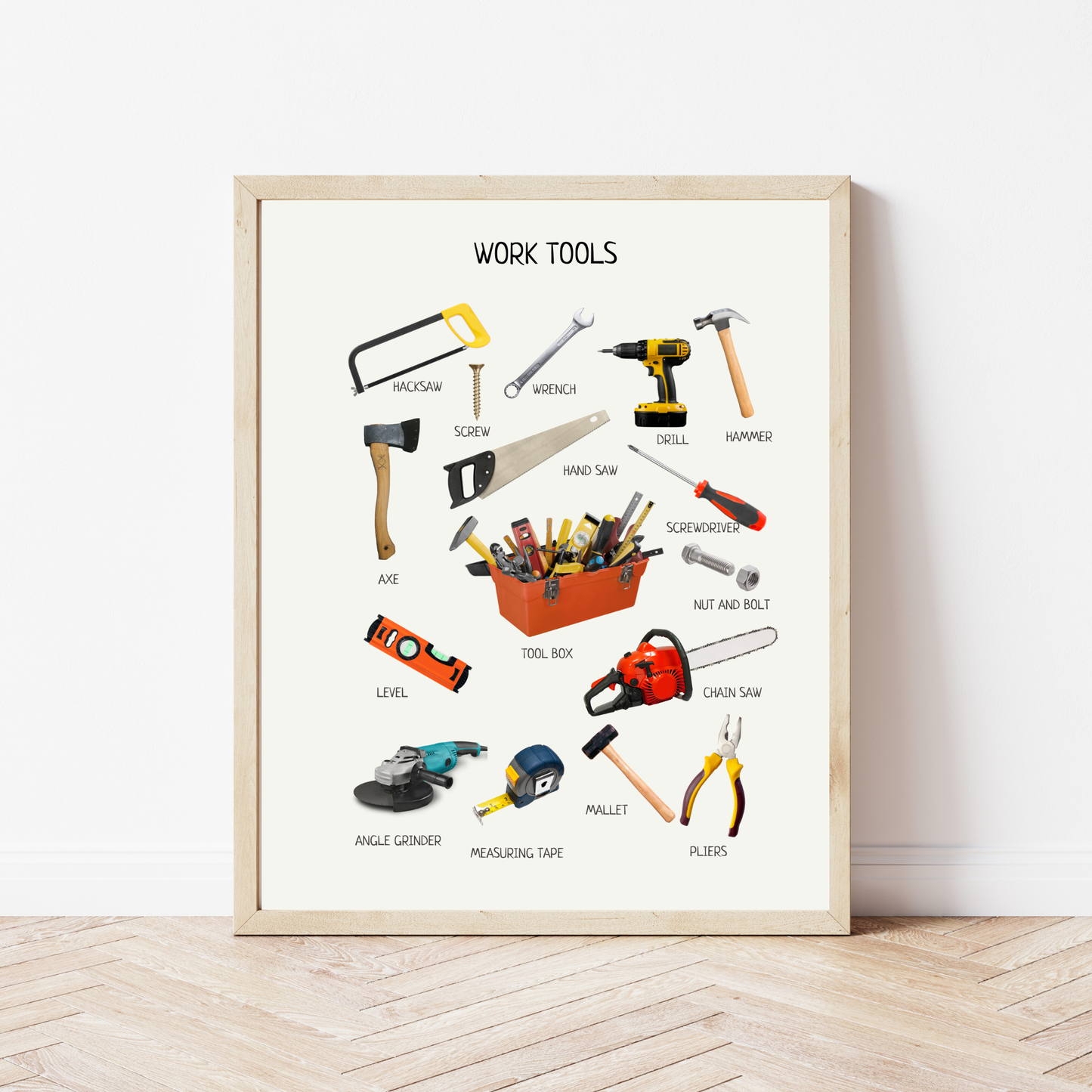 Work Tools Poster – Educational Wall Art for Kids