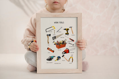 Work Tools Poster – Educational Wall Art for Kids