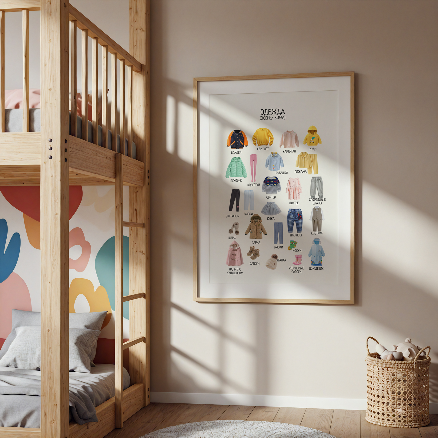 Winter Clothes Poster – Educational Russian Wall Decor Poster