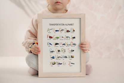 Dinosaur Alphabet ABC Poster, Educational Kids Room Wall Art Print