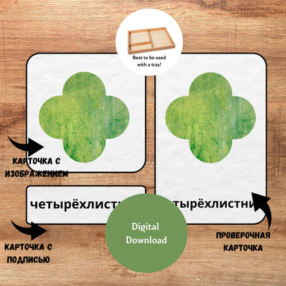 Трёхчастные классификационные карточки Монтессори "Фигуры"