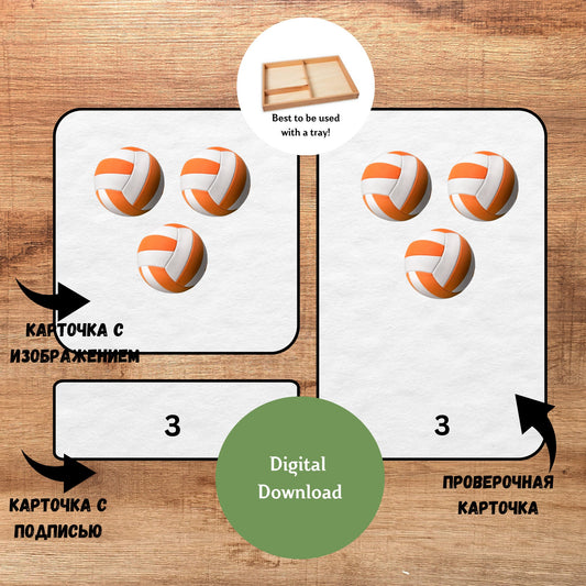Трёхчастные классификационные карточки Монтессори "Cчет до 10"
