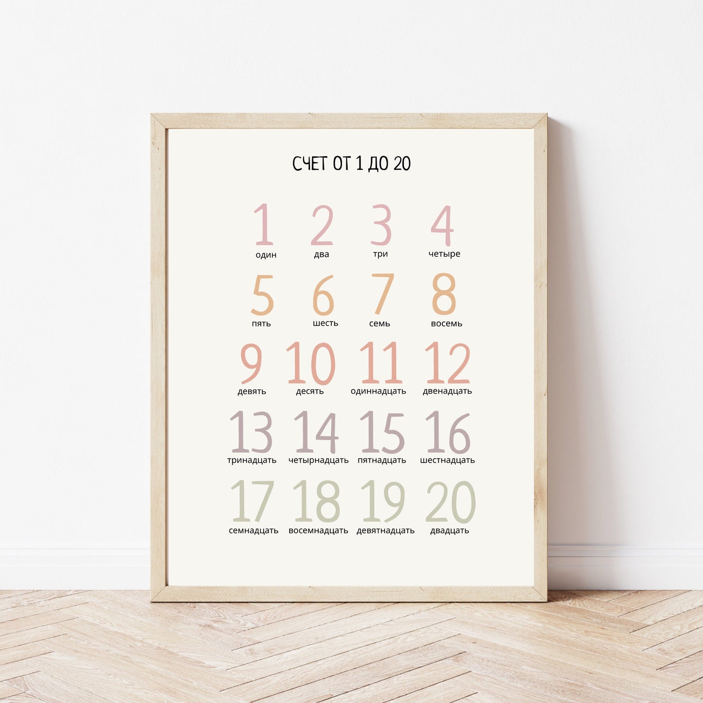 Обучающий плакат "Счёт до 20" | Сount to 20 | Educational Poster (Actual Print). Home & Classroom Decor, *Frame not included