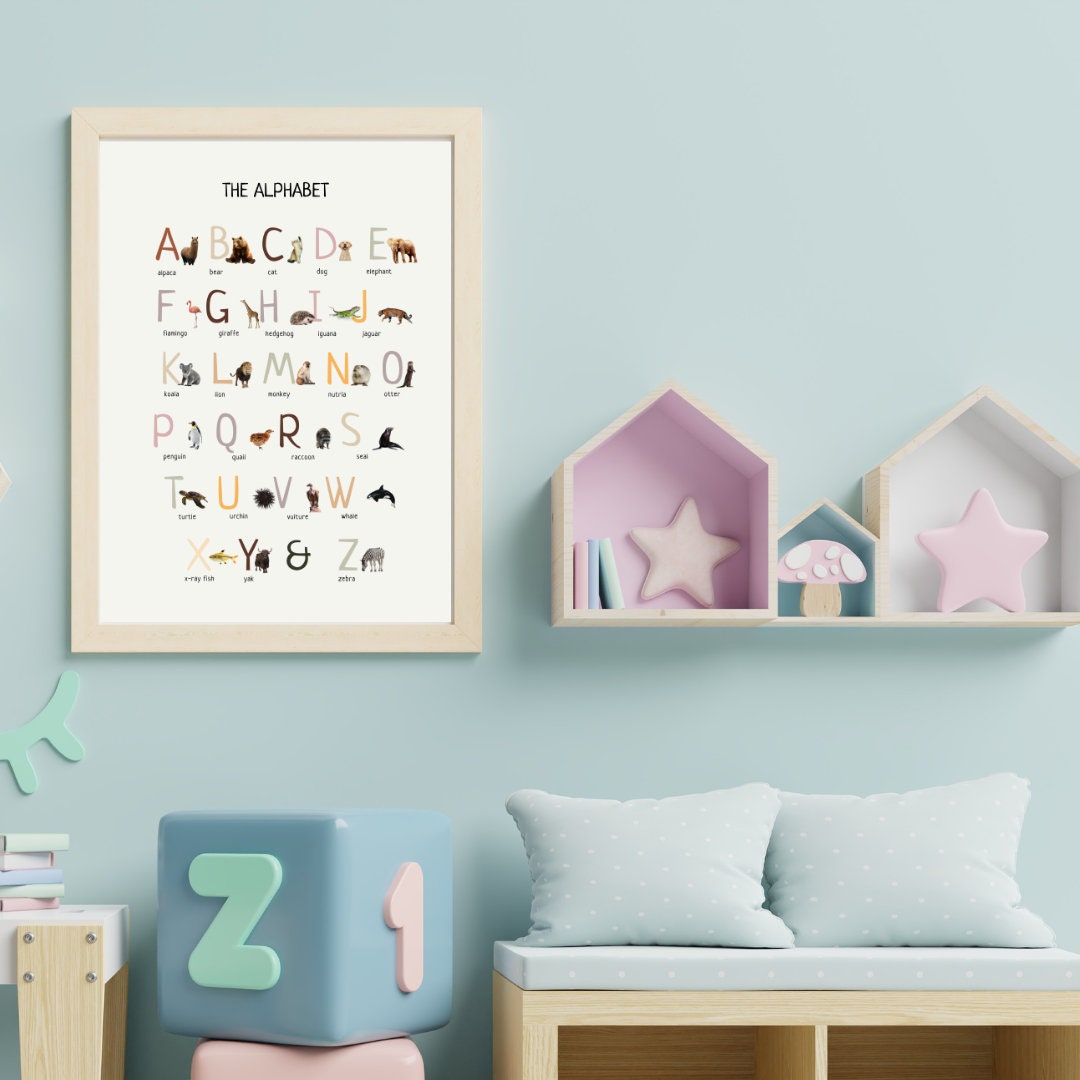 Animal Alphabet Poster, Educational Wall Art, Classroom Posters, Homeschool Printables