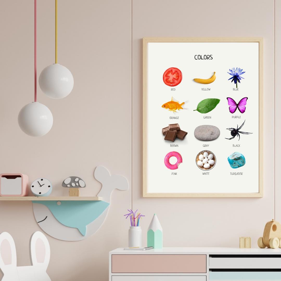 Colors Educational Poster, Montessori Poster, Learn Colors, Classroom Decor