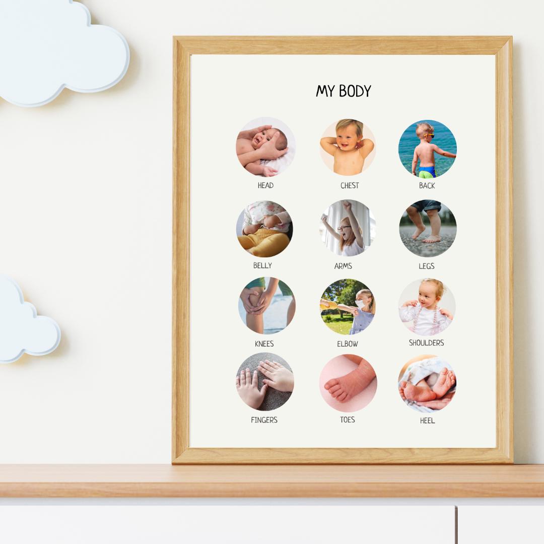 My Body Educational Poster, Kids Wall Decor, My Body Parts, Montessori Homeschool Decor