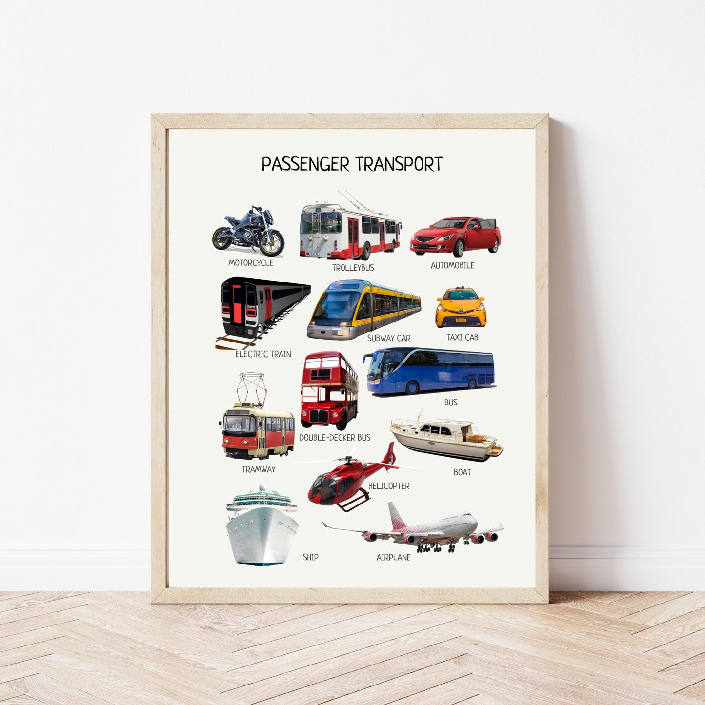 Passenger Transport Poster, Educational Wall Art, Public Transport, Montessori Material, Classroom Decor