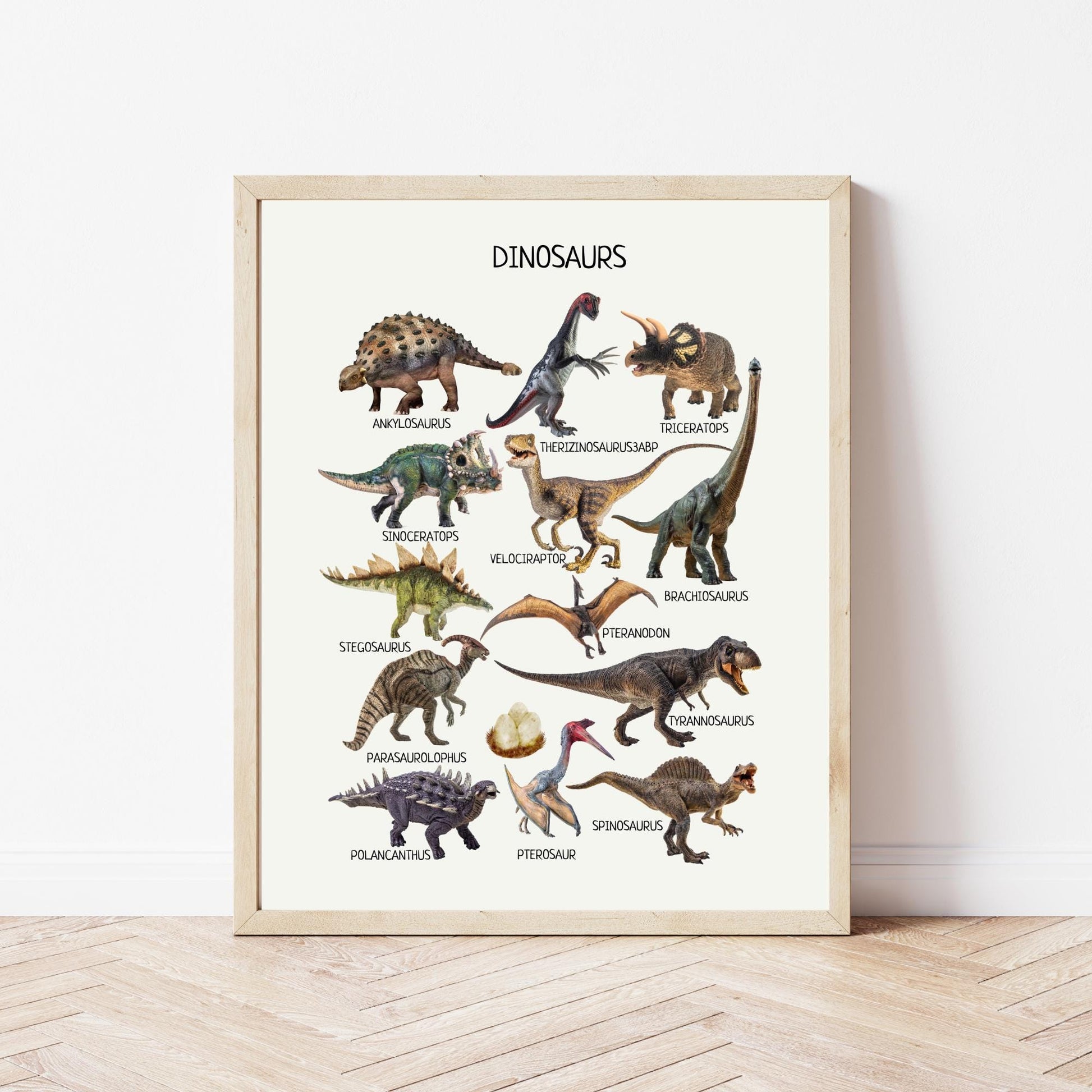 Dinosaurs Poster, Printable Dino Poster, Educational Poster, Montessori Wall Art, Classroom Decor, Nursery Room Decor, FRAME NOT INCLUDED