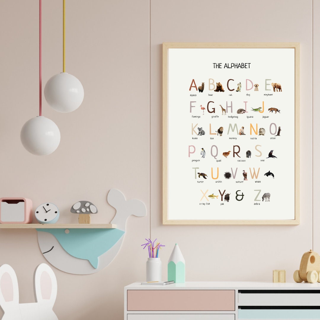 Animal Alphabet Poster, Educational Wall Art, Classroom Posters, Homeschool Printables