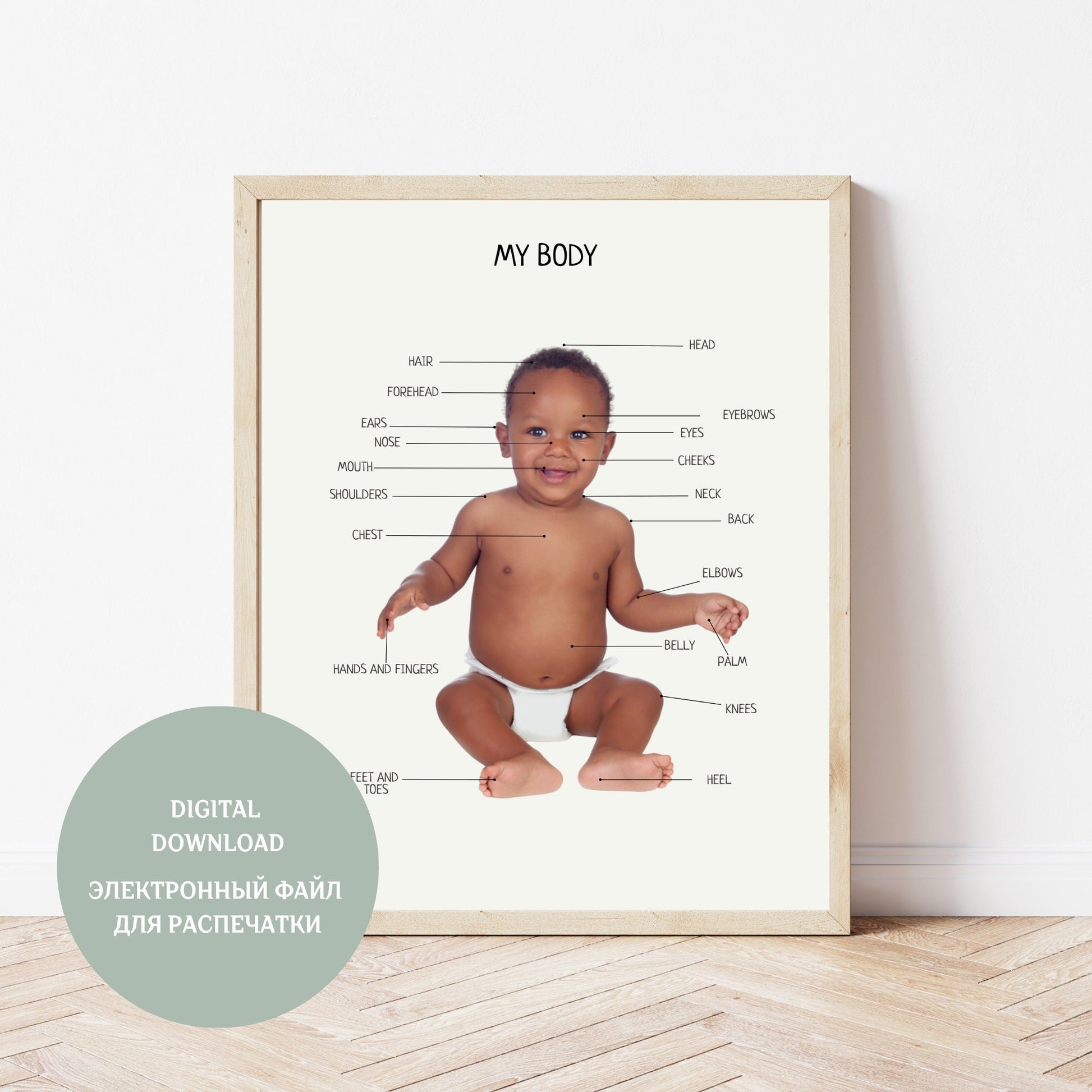 My Body Parts, Educational Poster, Montessori Printable Wall Art, Baby Body Parts