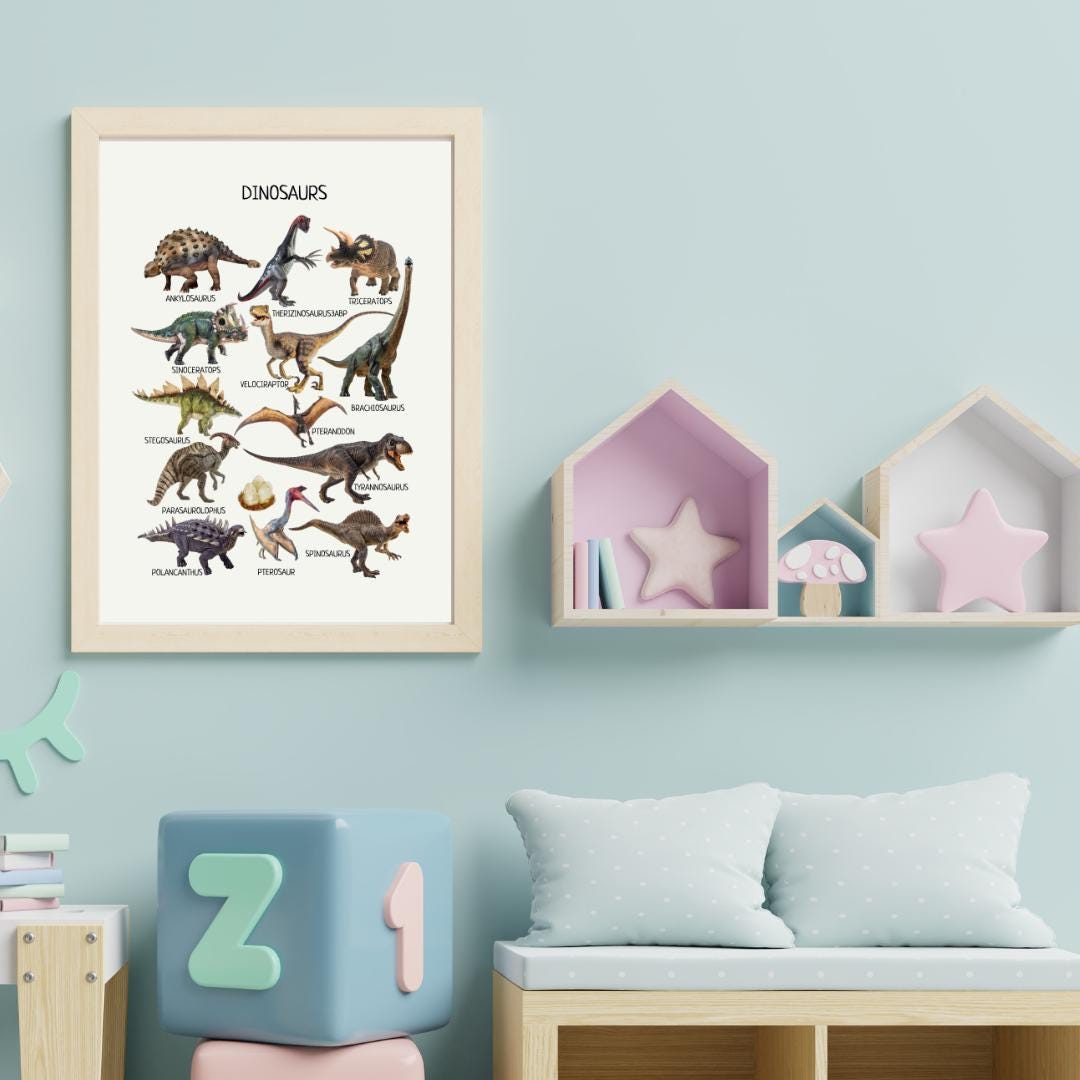 Dinosaurs Species Poster, Printable Jurassic Animals Decor