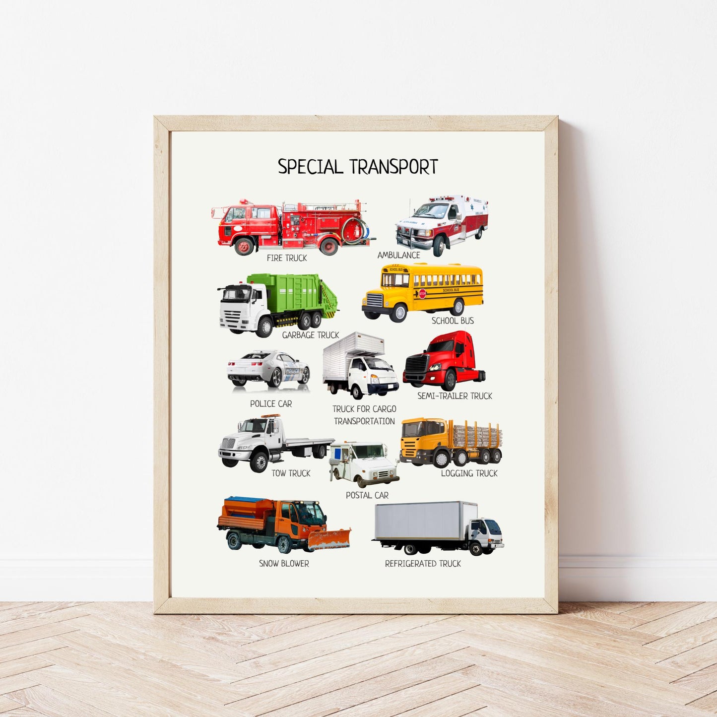 Special Transport Poster, Kids Vehicles Wall Art, Vehicles Print, Montessori Material, Classroom Decor