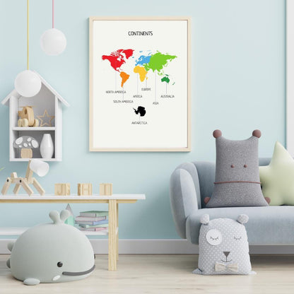 Continents of the World, Montessori Print, Continents Poster, Geography Poster, Classroom Decor