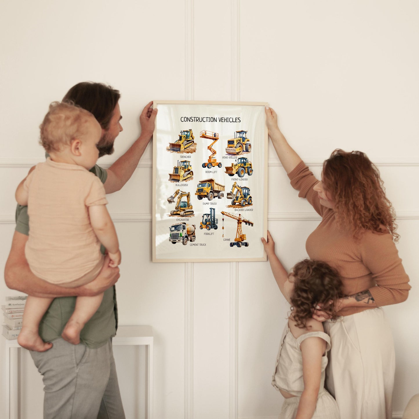 Construction Vehicles Poster, Toddler Playroom Decor, Trucks Name, Montessori Educational Posters, Nursery Room Decor, DIGITAL DOWNLOAD