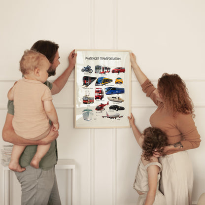 Passenger Transport Poster, Educational Vehicles Poster, Montessori Wall Art, Classroom Decor, Nursery Room Decor, DIGITAL DOWNLOAD