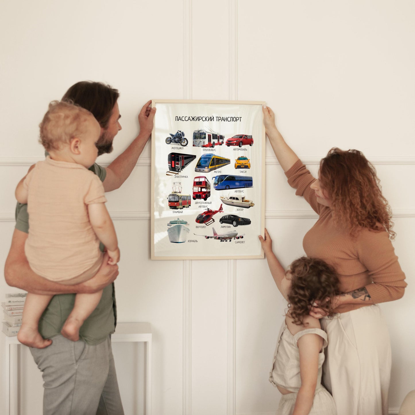 Обучающий плакат "Пассажирский транспорт" |Passenger Transport Vehicles, Educational Poster in Russian, Montessori Printable Learning Poster