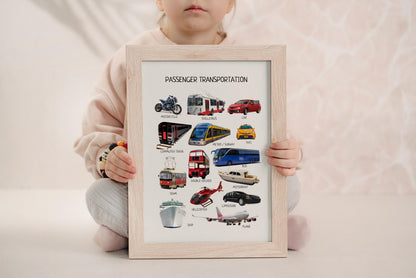 Passenger Transport Poster, Educational Vehicles Poster, Montessori Wall Art, Classroom Decor, Nursery Room Decor, DIGITAL DOWNLOAD