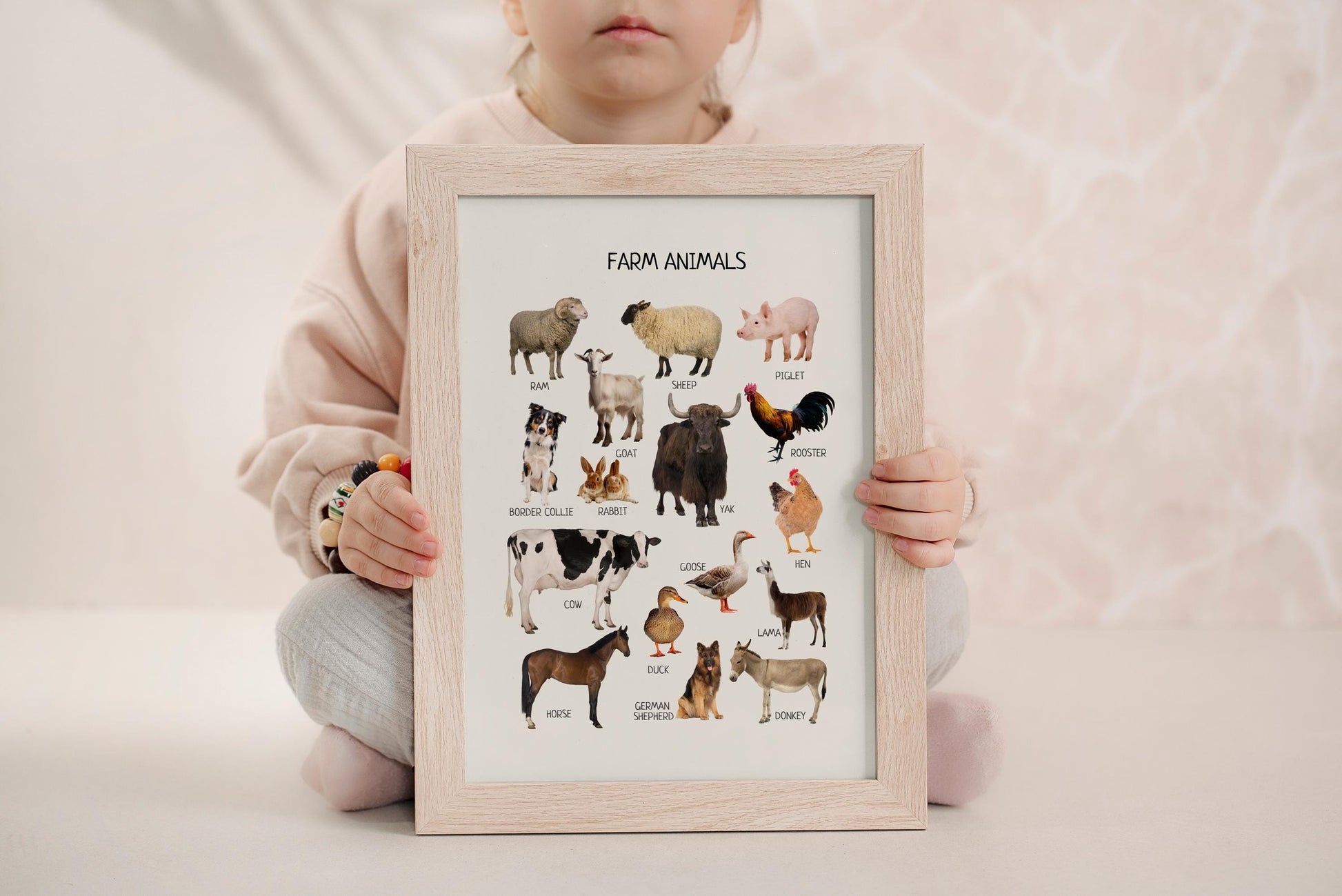 Farm Animals Poster, Montessori Educational Poster, Kids Nursery Room Decor, DIGITAL DOWNLOAD