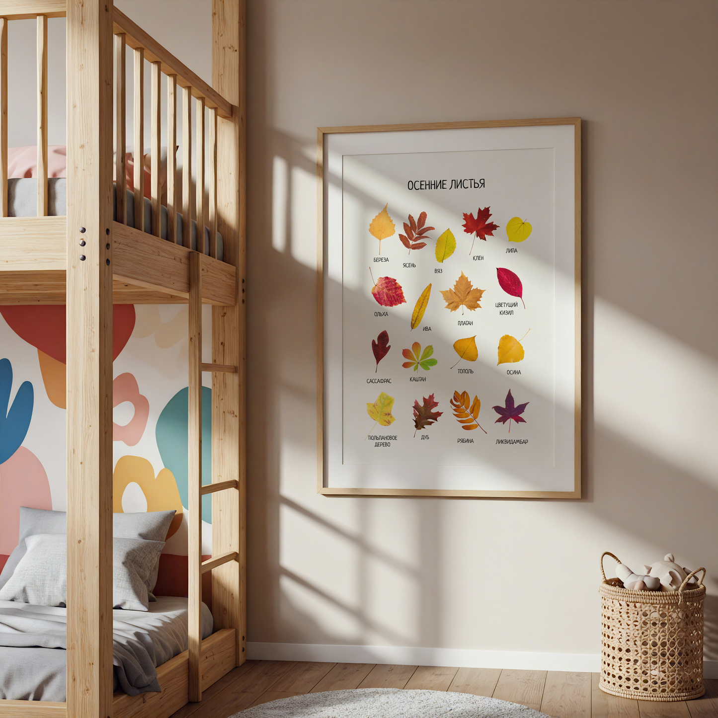 Fall Leaves Poster - Educational Russian Wall Decor Poster